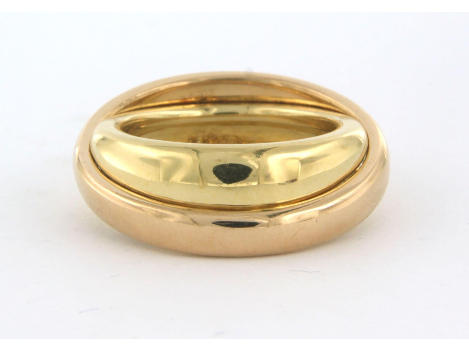 C'est Laudier - 18k rose and yellow gold ring - ring size U.S. 7.5 - EU. 17.75 (56)

detailed description:

The ring is 1.0 cm wide

the rose gold ring rotates around the ring

ring size US 7.5 - EU. 17.75 (56)

Weight 20.4 grams

the ring is in