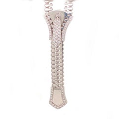 C'est Laudier Diamond Very Long Zipper Necklace in White Gold