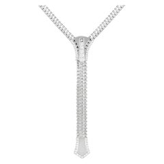 C'est Laudier Diamond Very Long Zipper Necklace in White Gold