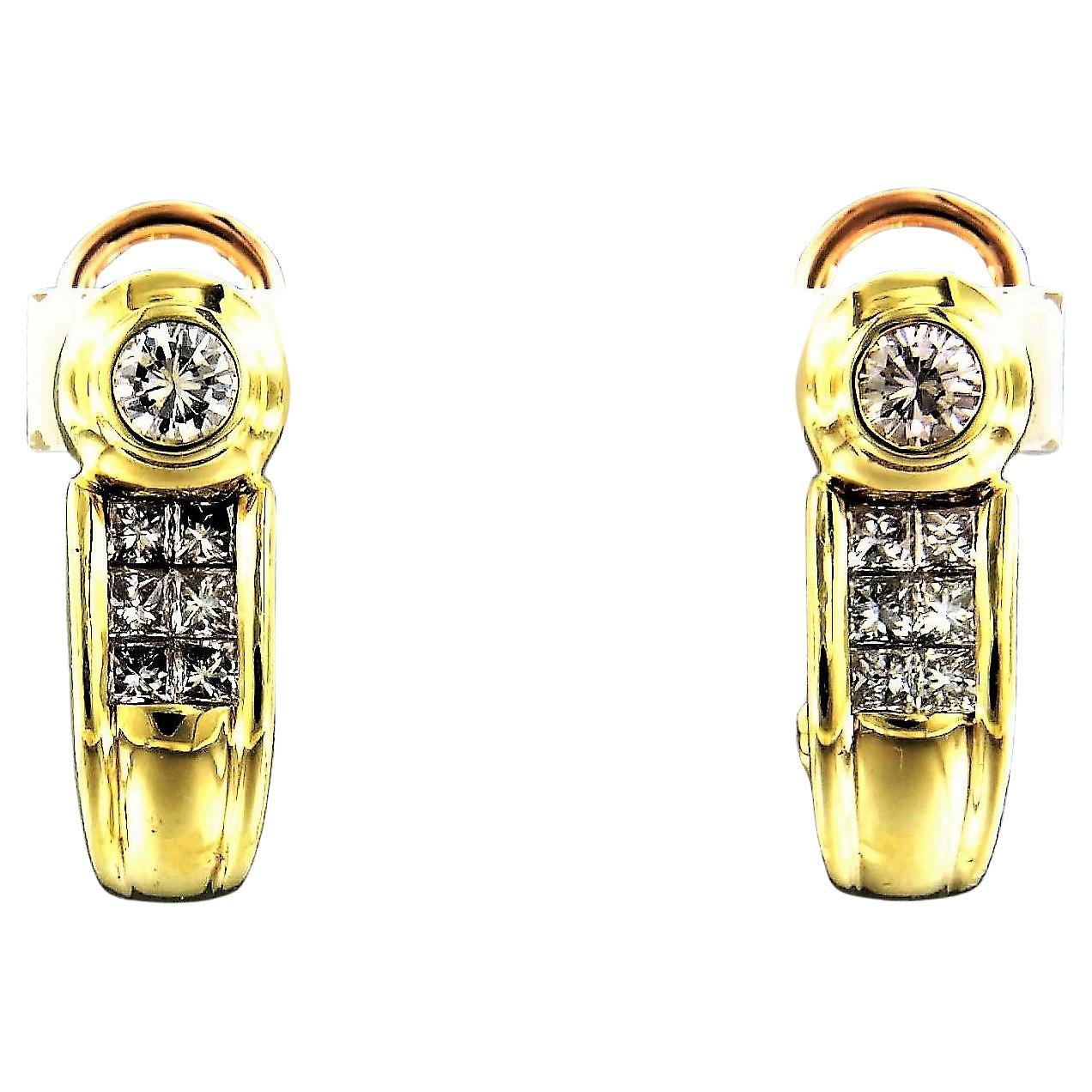 C'EST LAUDIER – Ohrringe aus 18 Karat Gelbgold mit Diamanten besetzt im Angebot