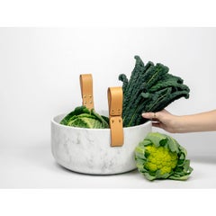 Cesta e Corba, Contemporary Storage or Sculptures in Marble and Leather