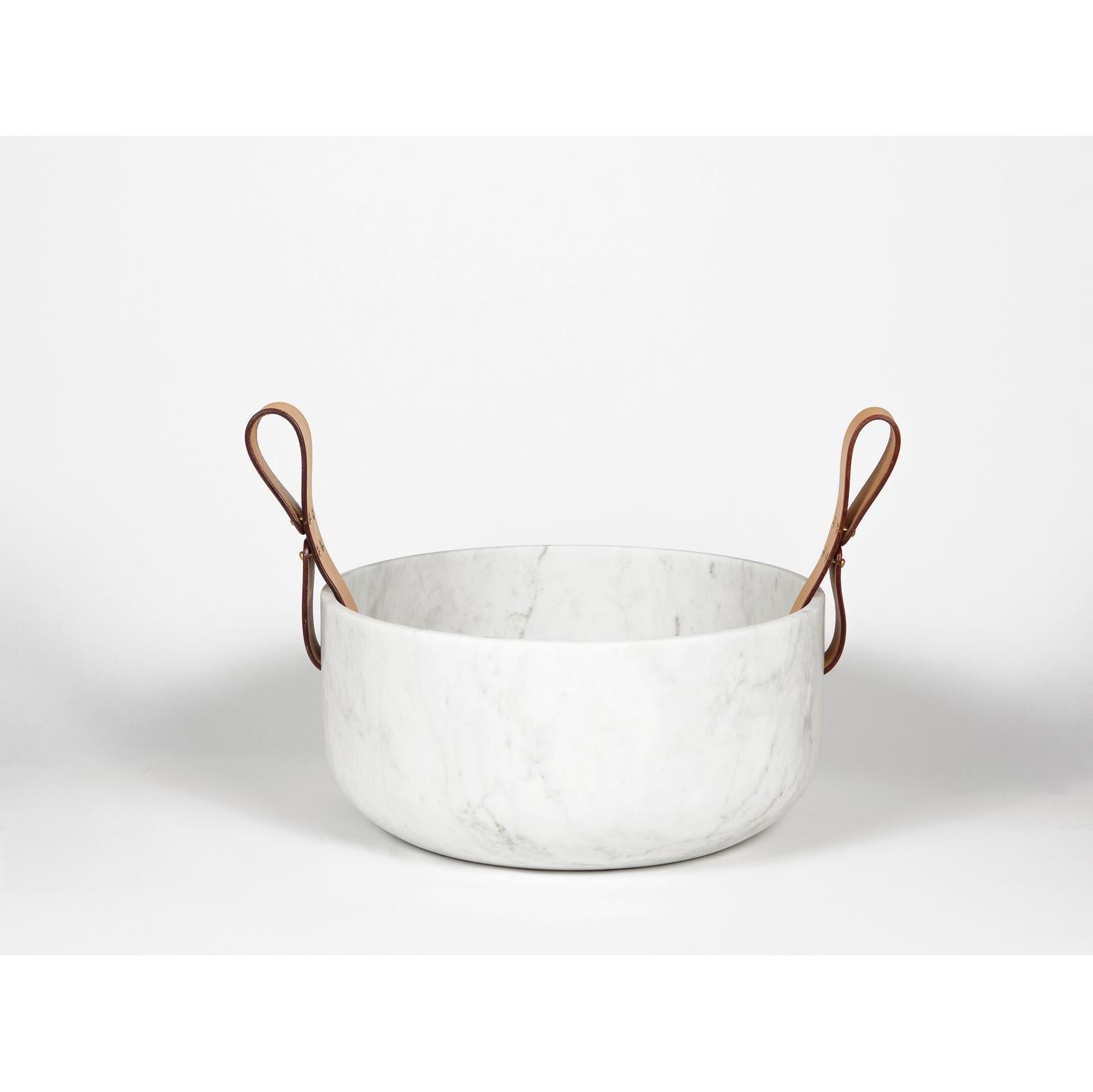 Italian Cesta e Corba, Contemporary Storage or Sculptures in Marble and Leather For Sale