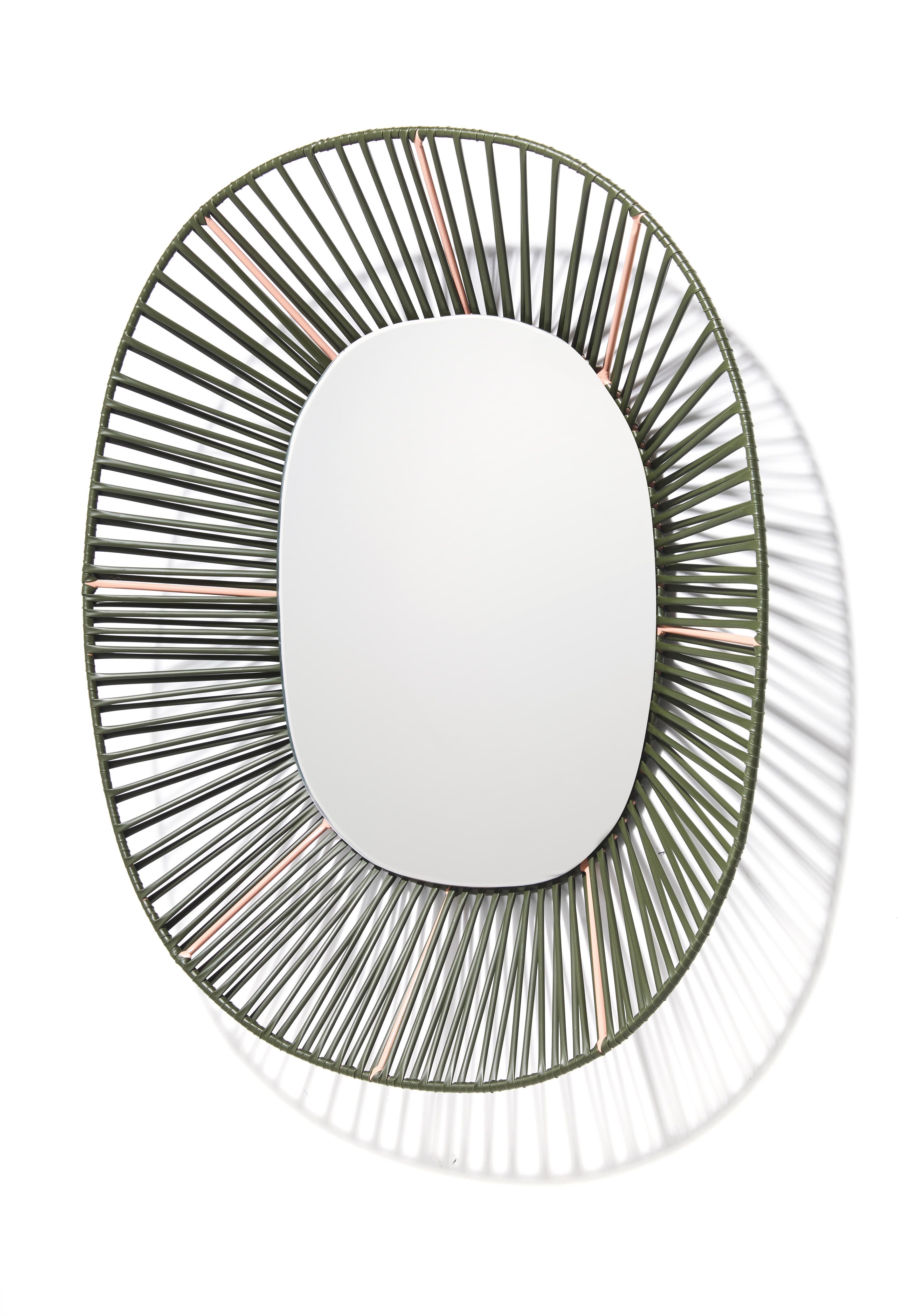 Powder-Coated Cesta Oval Mirror by Pauline Deltour For Sale
