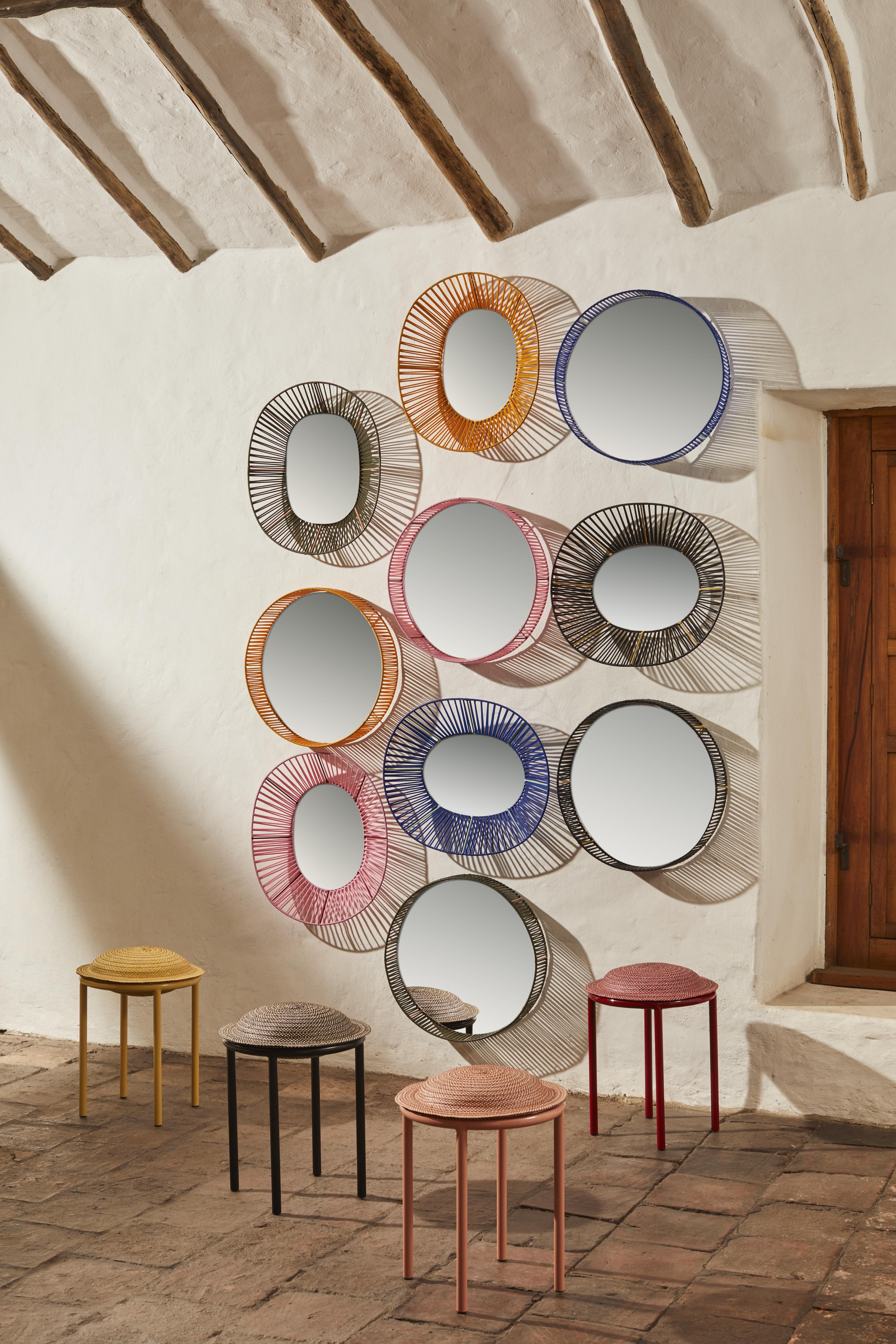 Contemporary Cesta Round Mirror by Pauline Deltour For Sale
