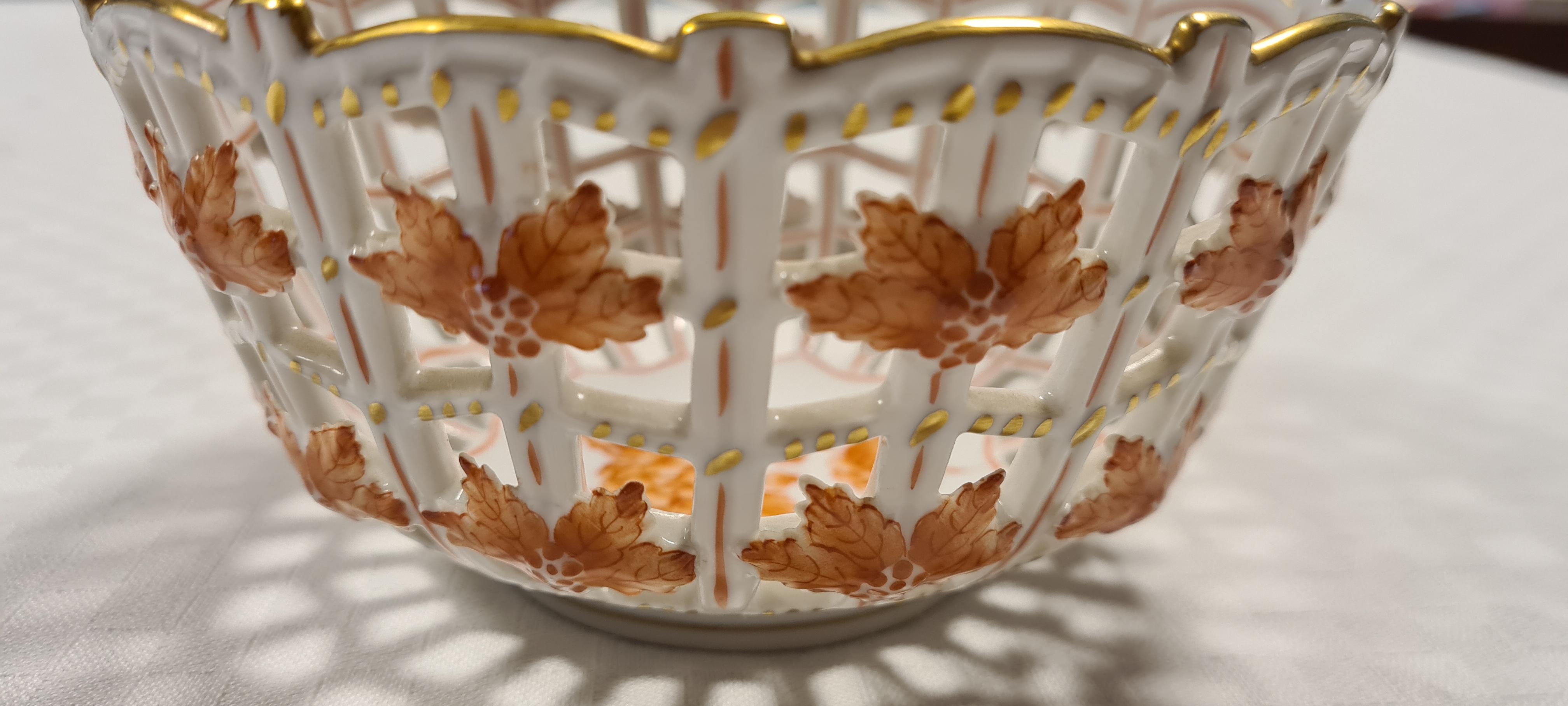 Hungarian Porcelain basket from Herend Hungary For Sale