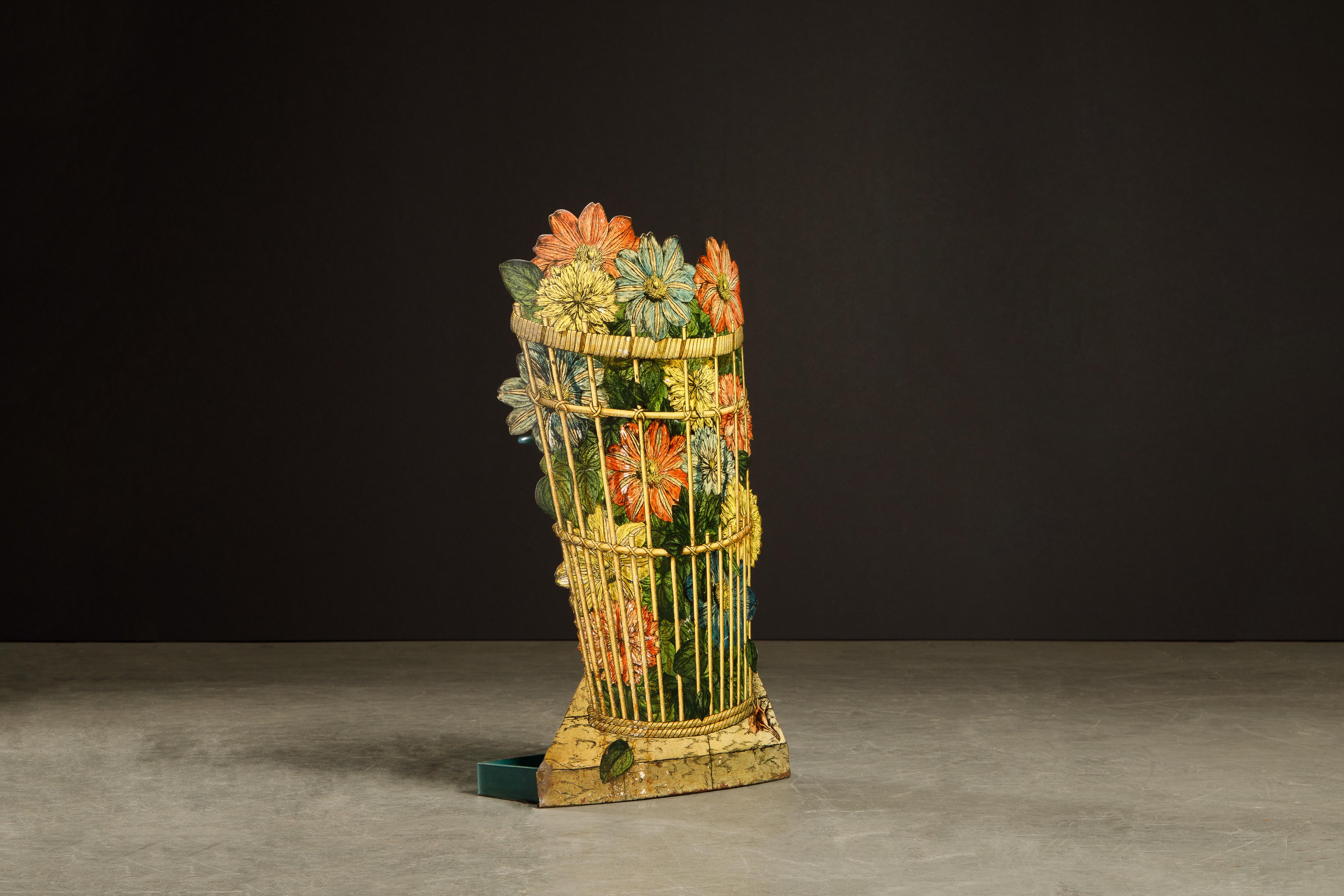 Mid-Century Modern 'Cesto di Dalie' Umbrella Stand by Piero Fornasetti, 1950s Italy, Signed For Sale