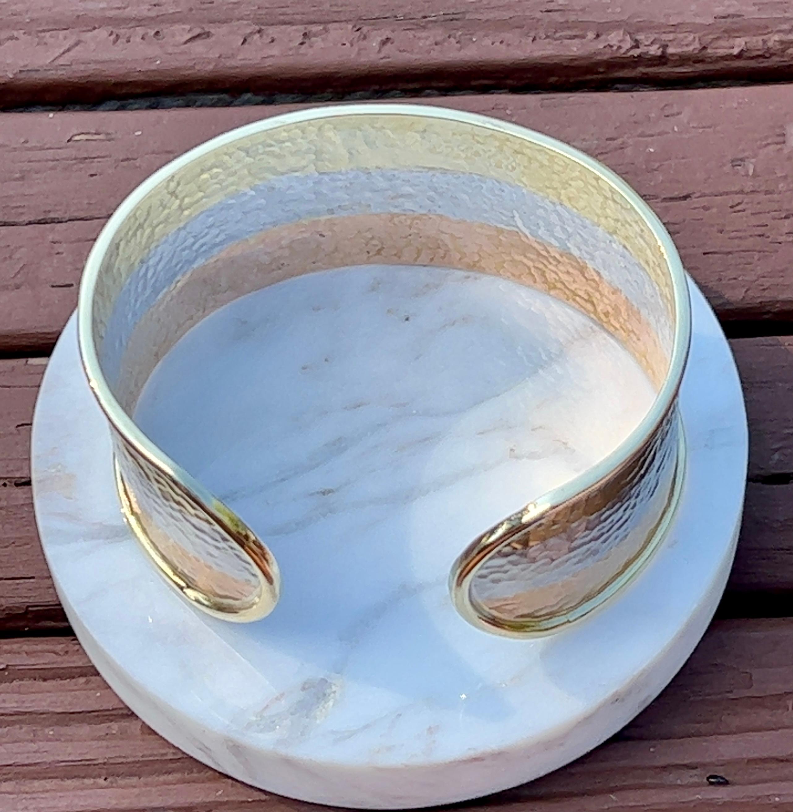 CETAS 14K Tri-Tone Hammered Gold Cuff Bracelet in 14K 2