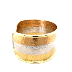 CETAS 14K Tri-Tone Hammered Gold Cuff Bracelet in 14K