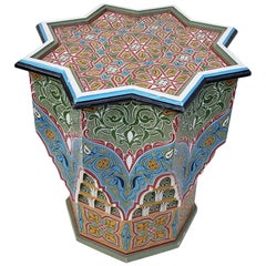Ceuta Painted and Carved Moroccan Star Table, Multi-Color