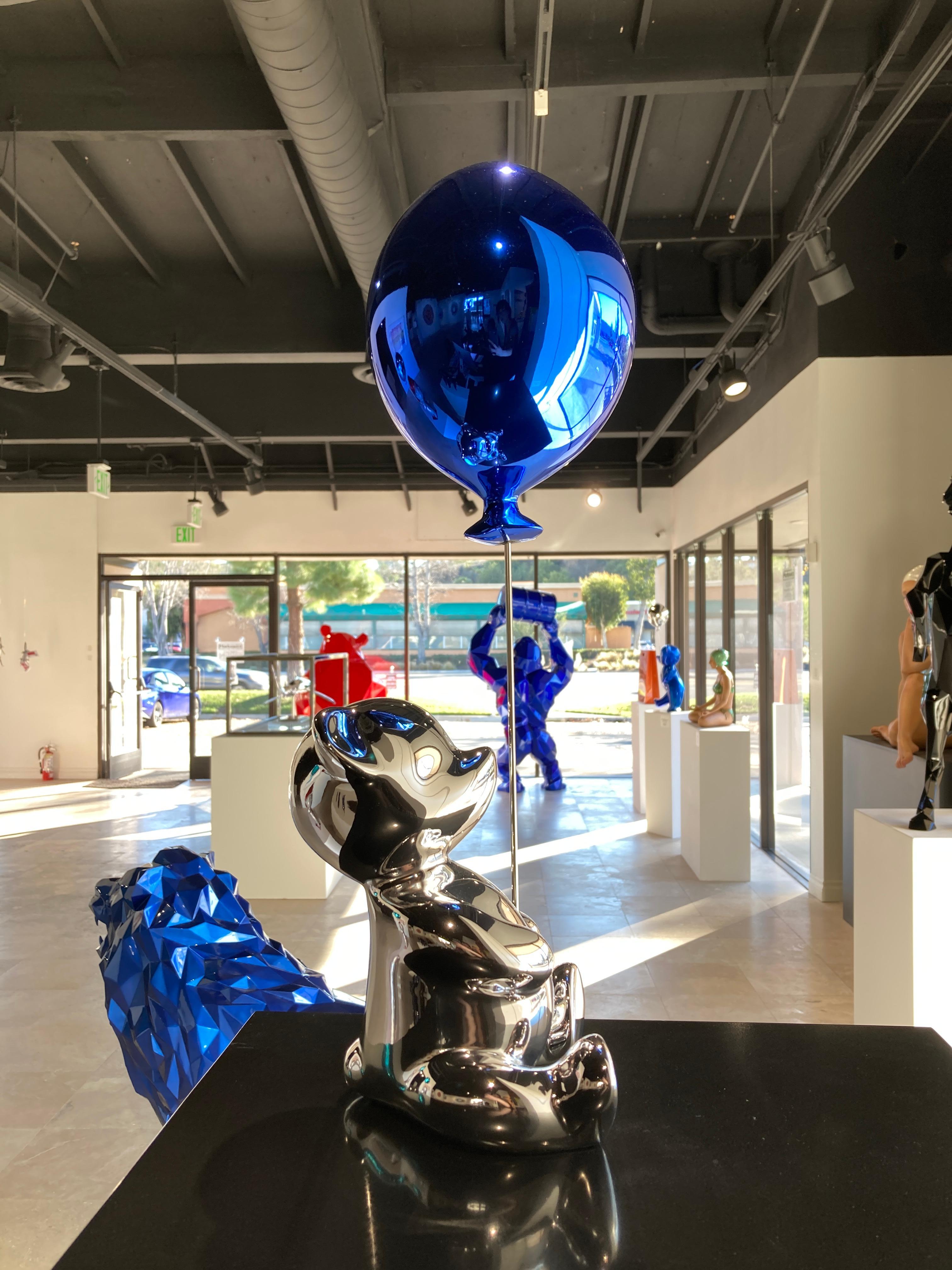 Chubby Silver Balloon Blue  - Contemporary Mixed Media Art by Cévé