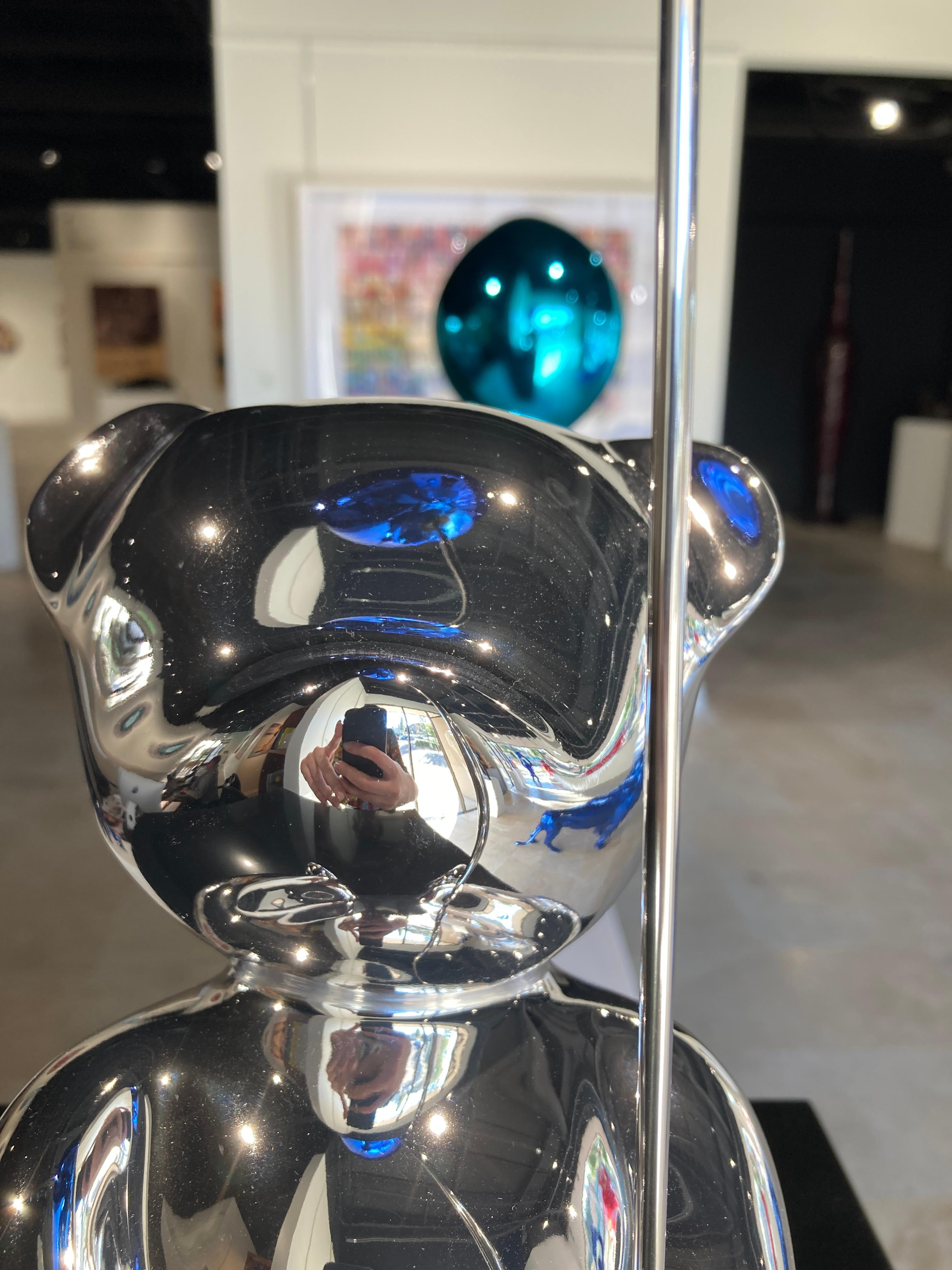Resin with chrome finish. 
This will be signed and numbered limited edition number 3 of 8.  Commission only; it would take the artist apx 4-5 weeks to create this #3 of 8, which is the next one in the edition.

CÉVÉ was born in Paris in 1951. She