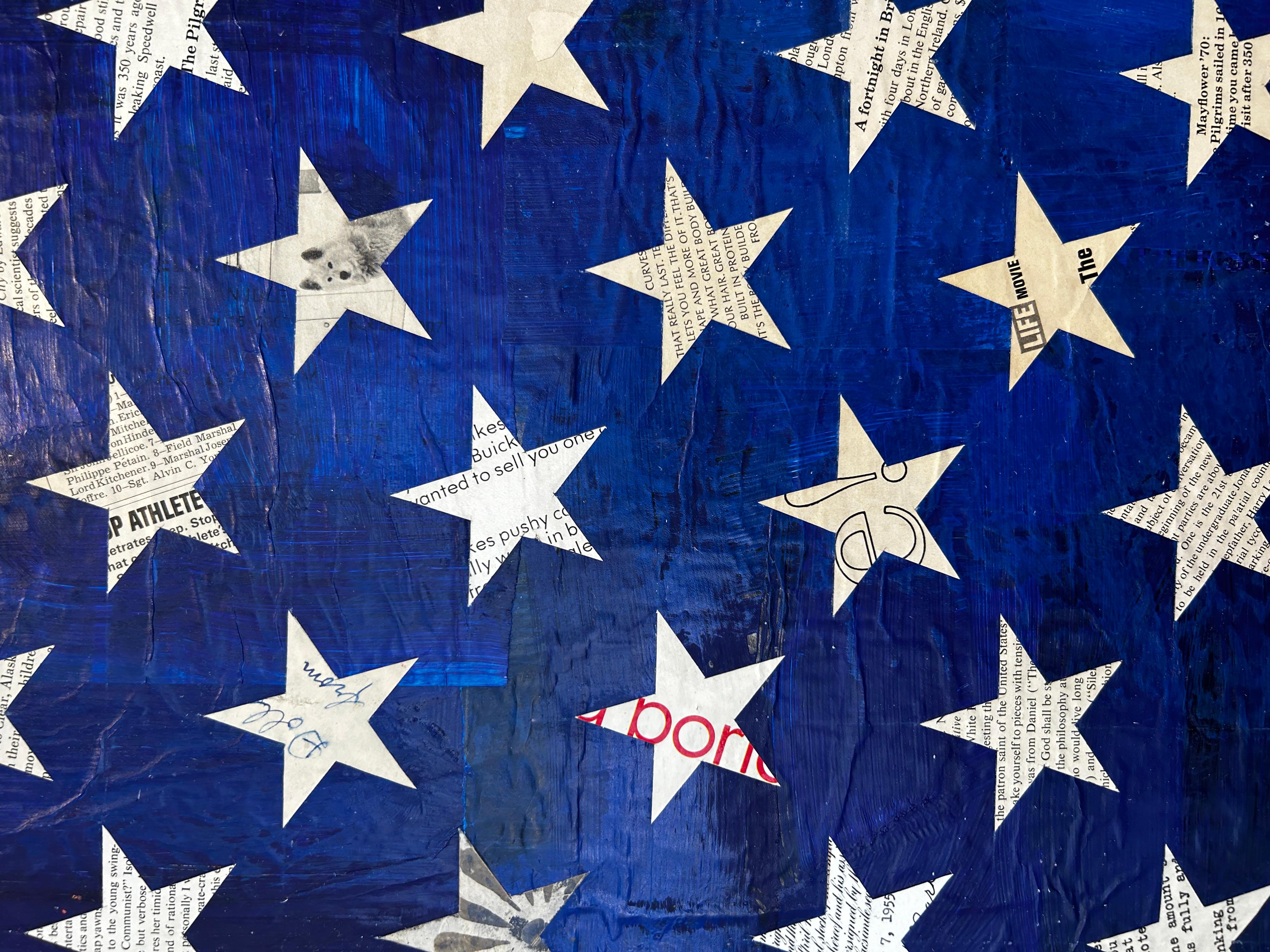 Cey Adams (b. 1962)
American Flag (1961), 2024
Mixed media collage on panel
72 x 36 x 4 in