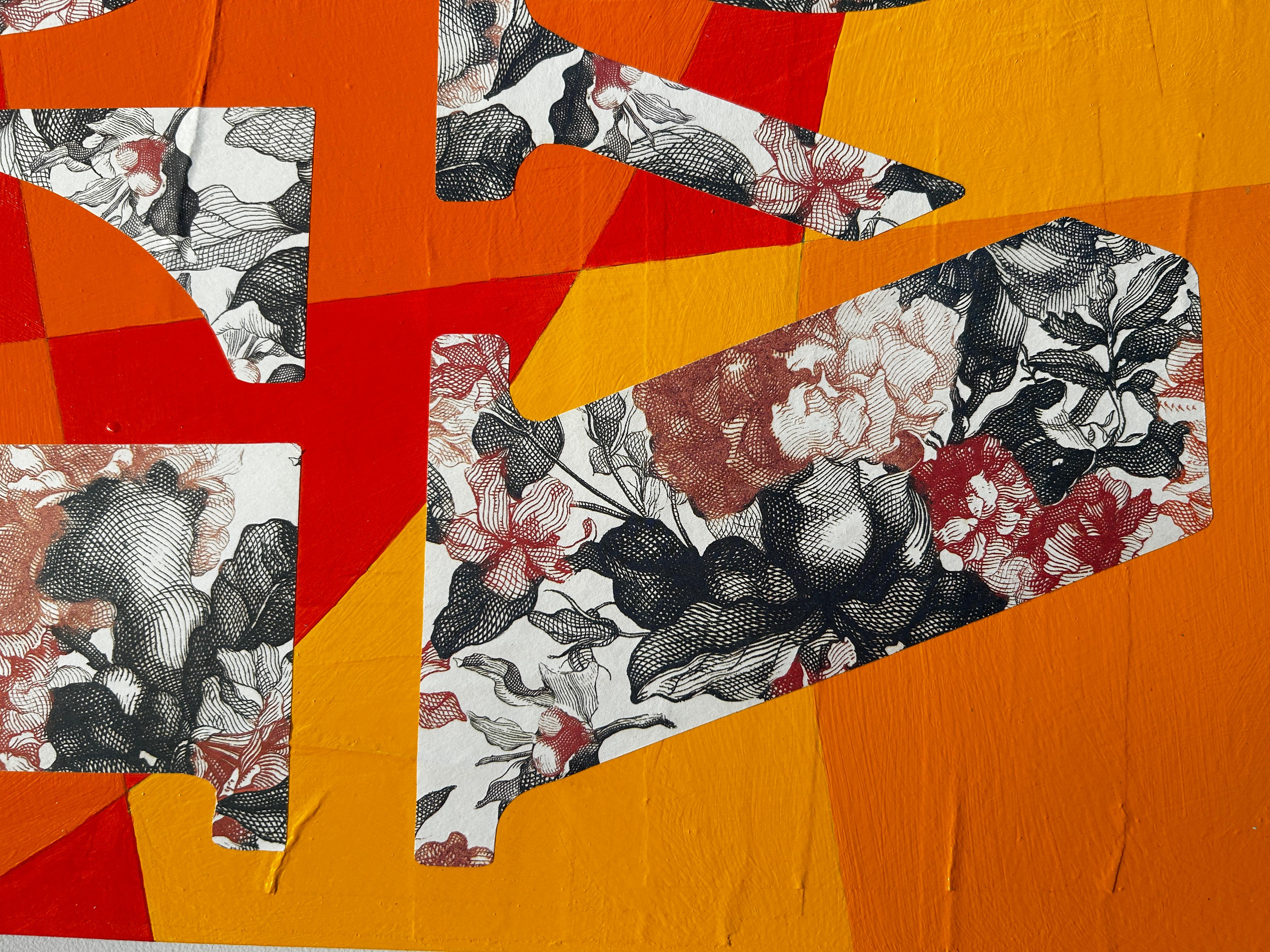 Adams (né en 1962)
Amour (orange), 2023
Collage mixte sur panneau
24 x 24 x 3 in