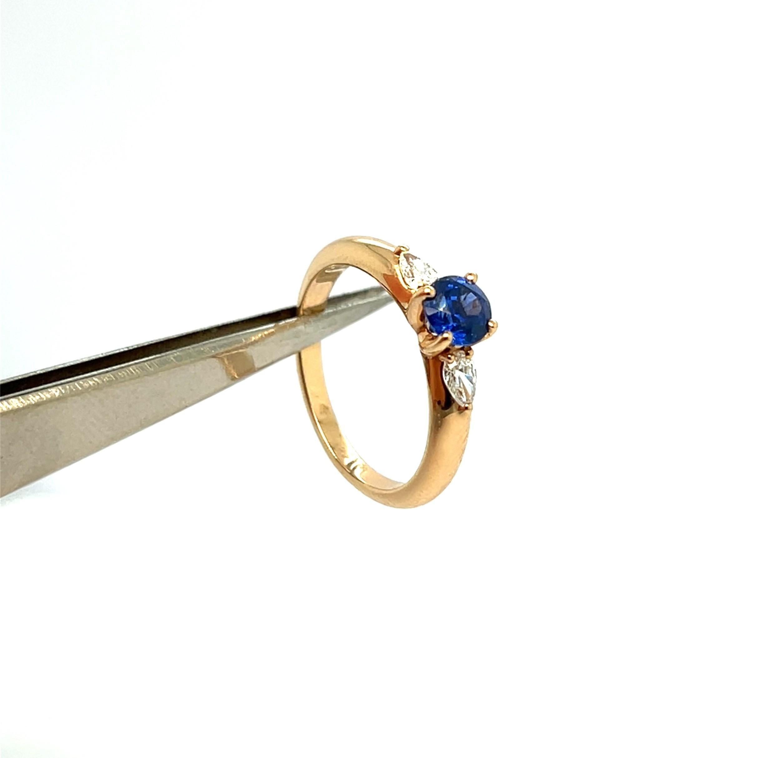 Ceylan Saphir 0,82 Karat Diamanten Roségold 18 Karat Cocktail-Ring (Zeitgenössisch) im Angebot