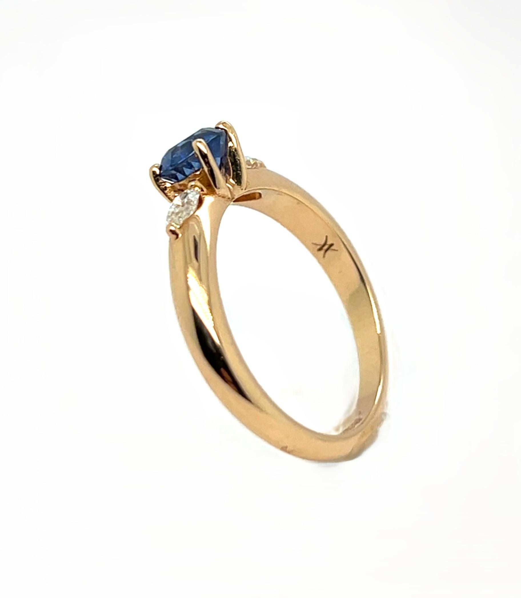 Ceylan Saphir 0,82 Karat Diamanten Roségold 18 Karat Cocktail-Ring im Angebot 1