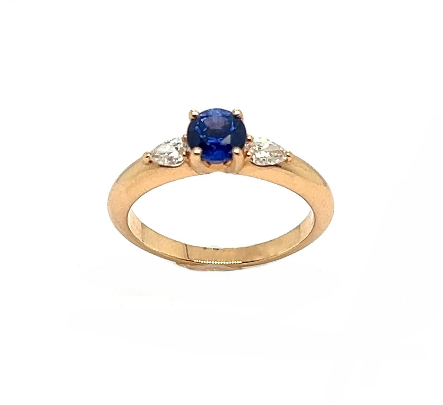 Ceylan Saphir 0,82 Karat Diamanten Roségold 18 Karat Cocktail-Ring im Angebot 2