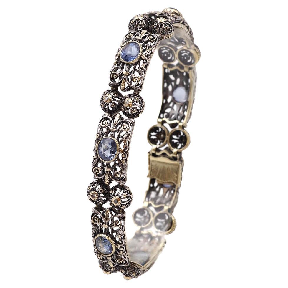 Belle Époque Sapphire and Diamond Bracelet For Sale at 1stDibs