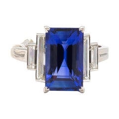 Used AGL Certified Natural Ceylon Sapphire 7.70 Carat Platinum Ring 1.40cts Diamonds