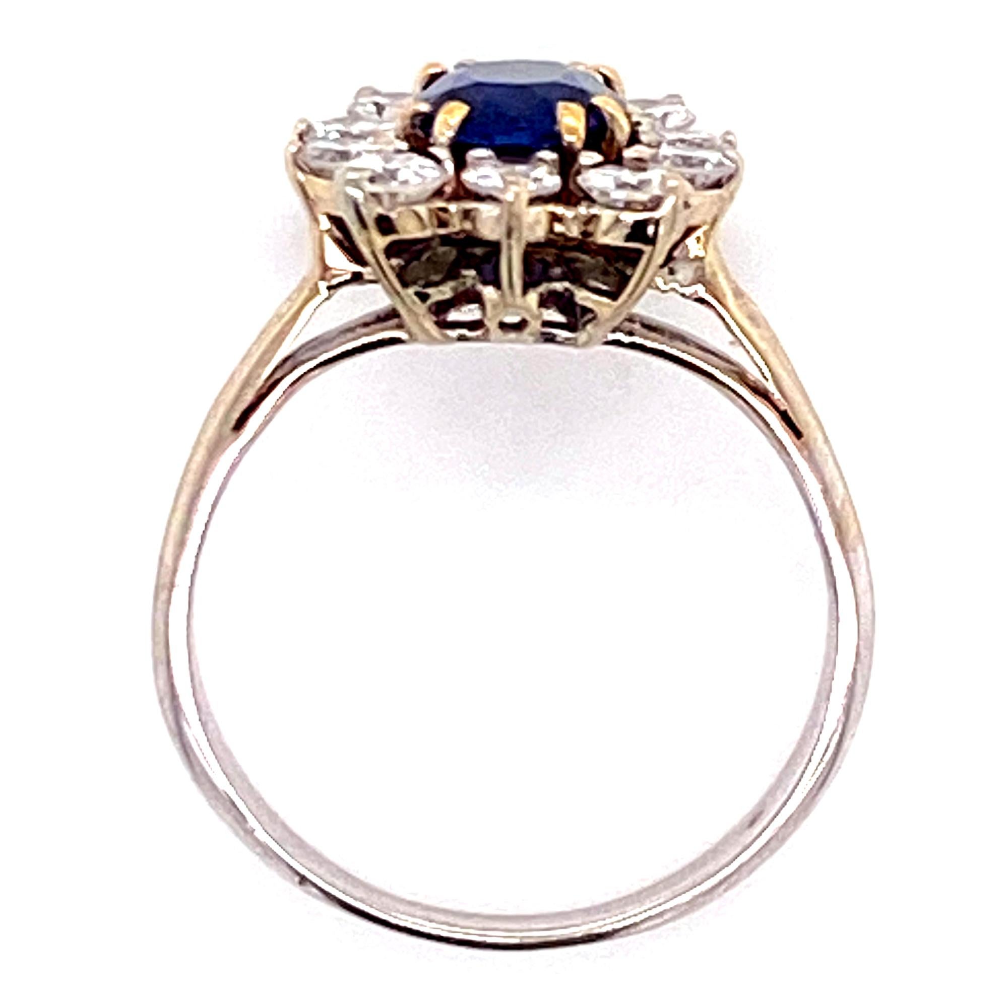 Modern Ceylon Blue Oval Sapphire Diamond 18 Karat White Gold Cocktail Ring