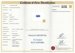 Saphir bleu de Ceylan de 2,74 carats, naturel non chauffé