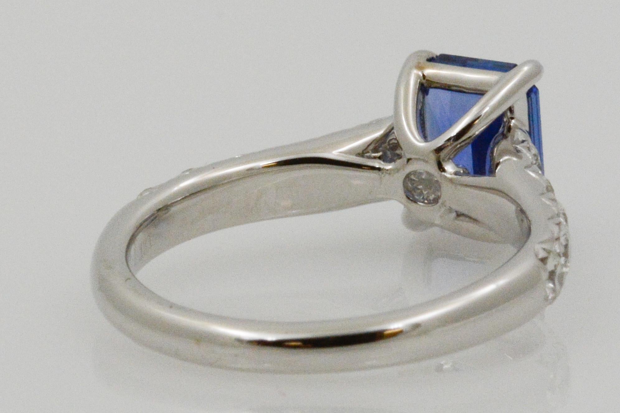 Ceylon Blue Sapphire and Diamond 18 Karat White Gold Ring 1