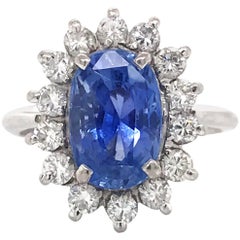 Ceylon Blue Sapphire Diamond Halo Ring Platinum Ceylon Blue Sapphire Diamond Halo Ring Platinum
