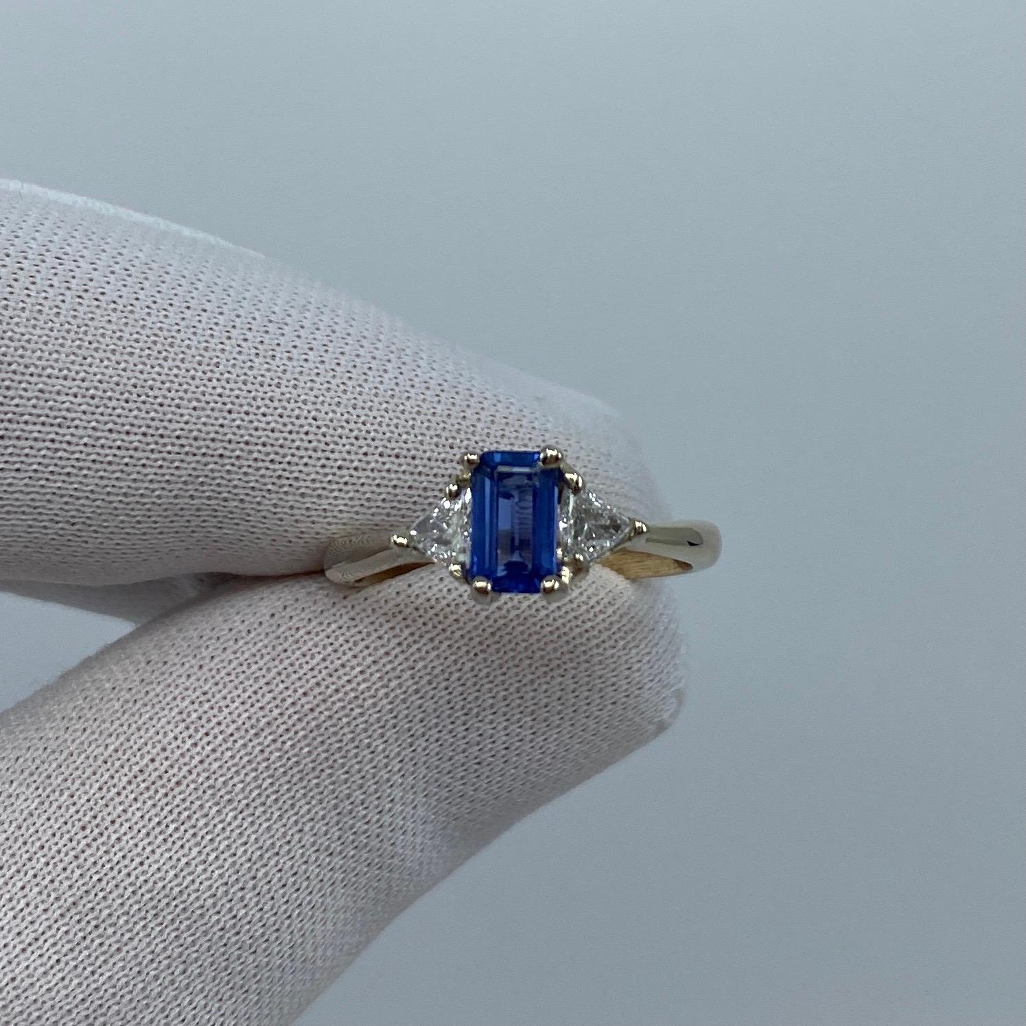 Ceylon Blue Sapphire & Diamond 3 Stone 18k White Gold Handmade Ring

1.25 Total carat weight. 0.75 Carat centre sapphire with a bright cornflower blue colour and very good clarity, a very clean stone with only some small natural inclusions visible