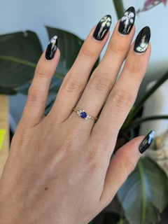 Ceylon Blue Sapphire Ring with Earth-Mined Diamond Accents in Solid 14K Gold