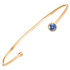 Ceylon Blue Sapphire On 18 Karat Yellow Gold Bangle