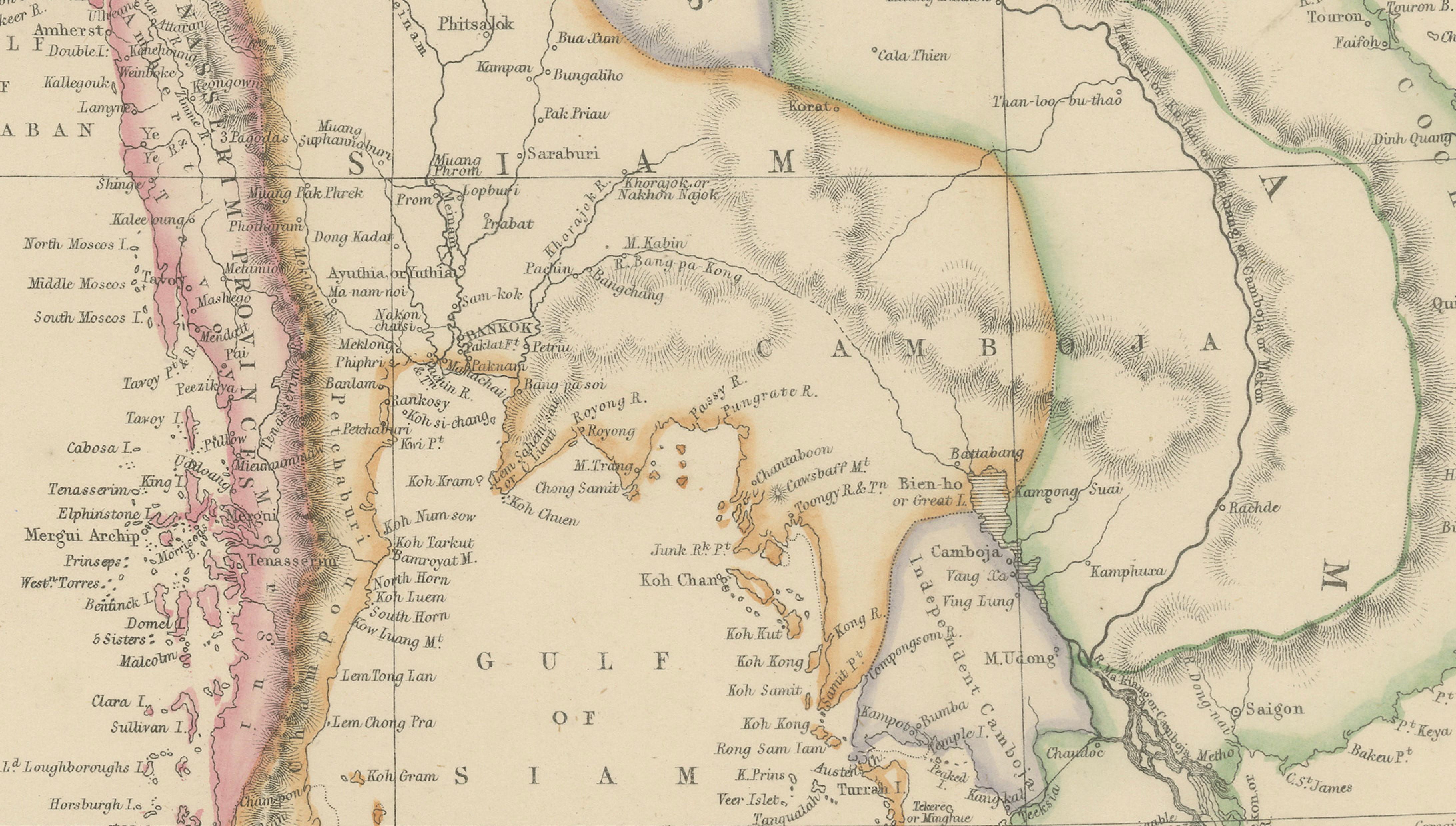 Ceylon, Burmah, Siam and Anam, Antique Map of South & Southeast Asia, 1860