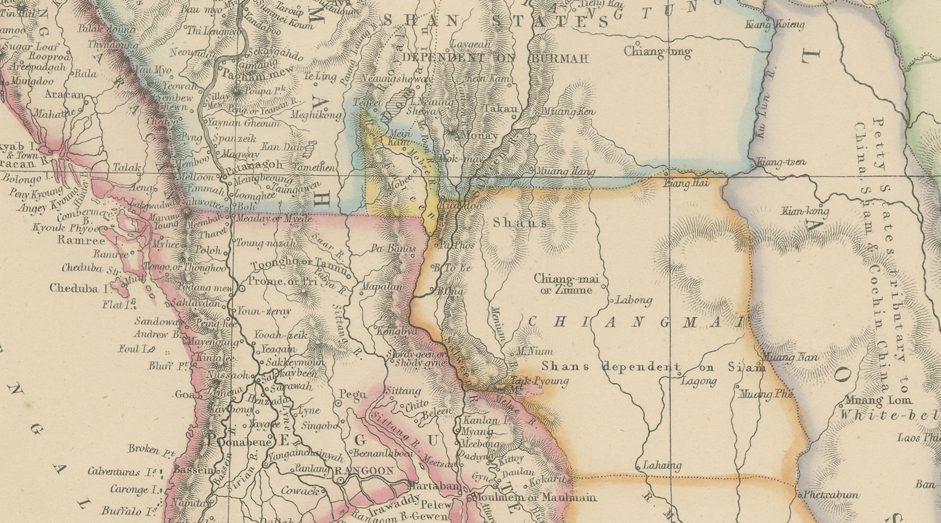 Ceylon, Burmah, Siam and Anam, Antique Map of South & Southeast Asia, 1860
