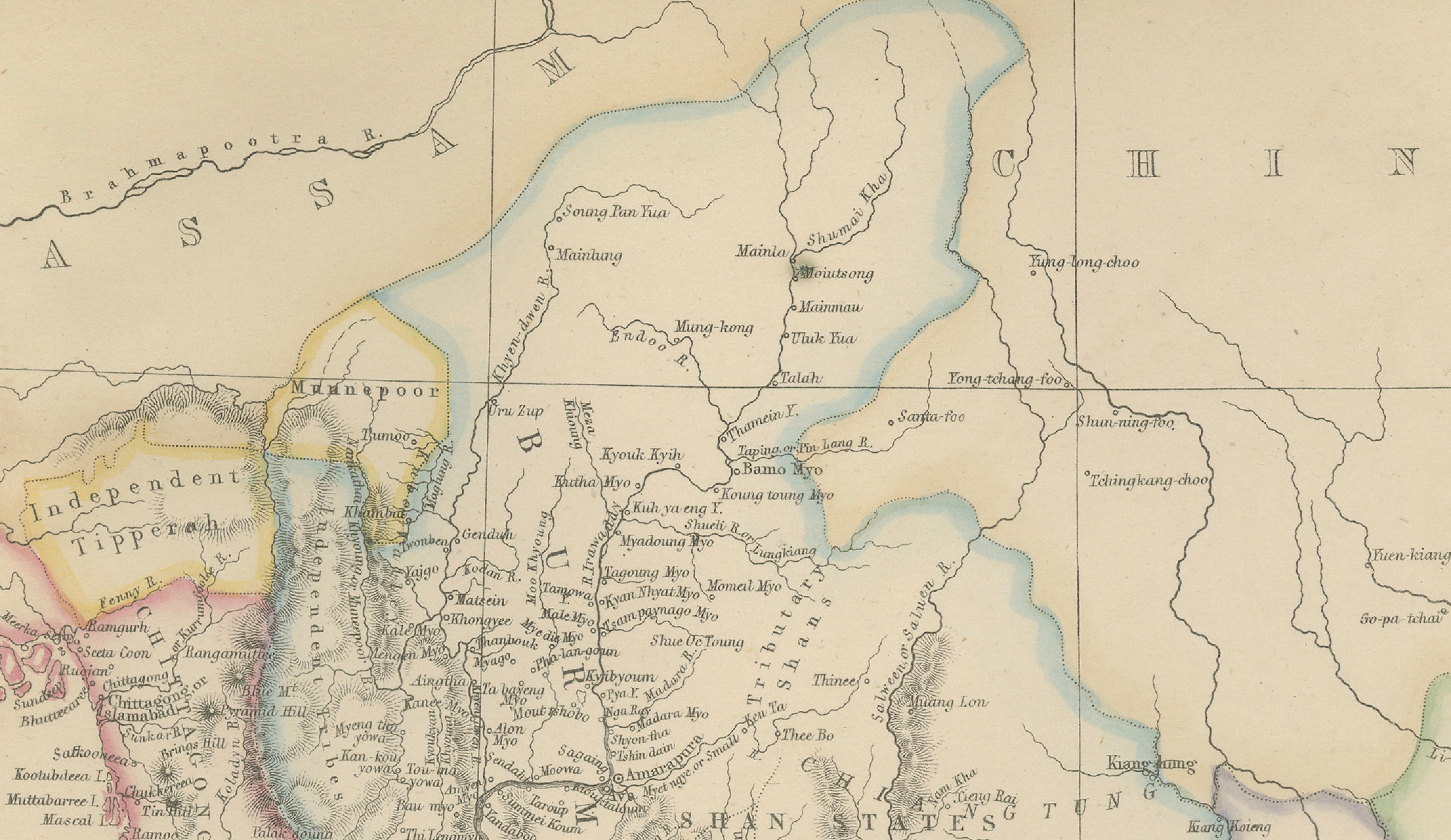 Ceylon, Burmah, Siam and Anam, Antique Map of South & Southeast Asia, 1860