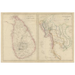 Ceylon, Burmah, Siam and Anam, Antique Map of South & Southeast Asia, 1860