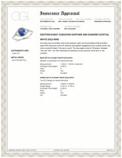 Ceylon Cabochon Sapphire and Diamond Eighteen Karat Gold Cocktail Ring