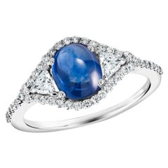 Ceylon Cabochon Sapphire and Diamond Eighteen Karat Gold Cocktail Ring Ceylon Cabochon Sapphire and Diamond Eighteen Karat Gold Cocktail Ring