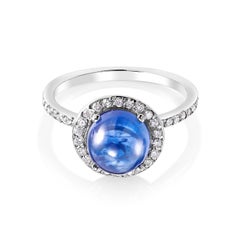Ceylon Cabochon Sapphire and Diamond Gold Cocktail Ring Weighing 4.30 Carat
