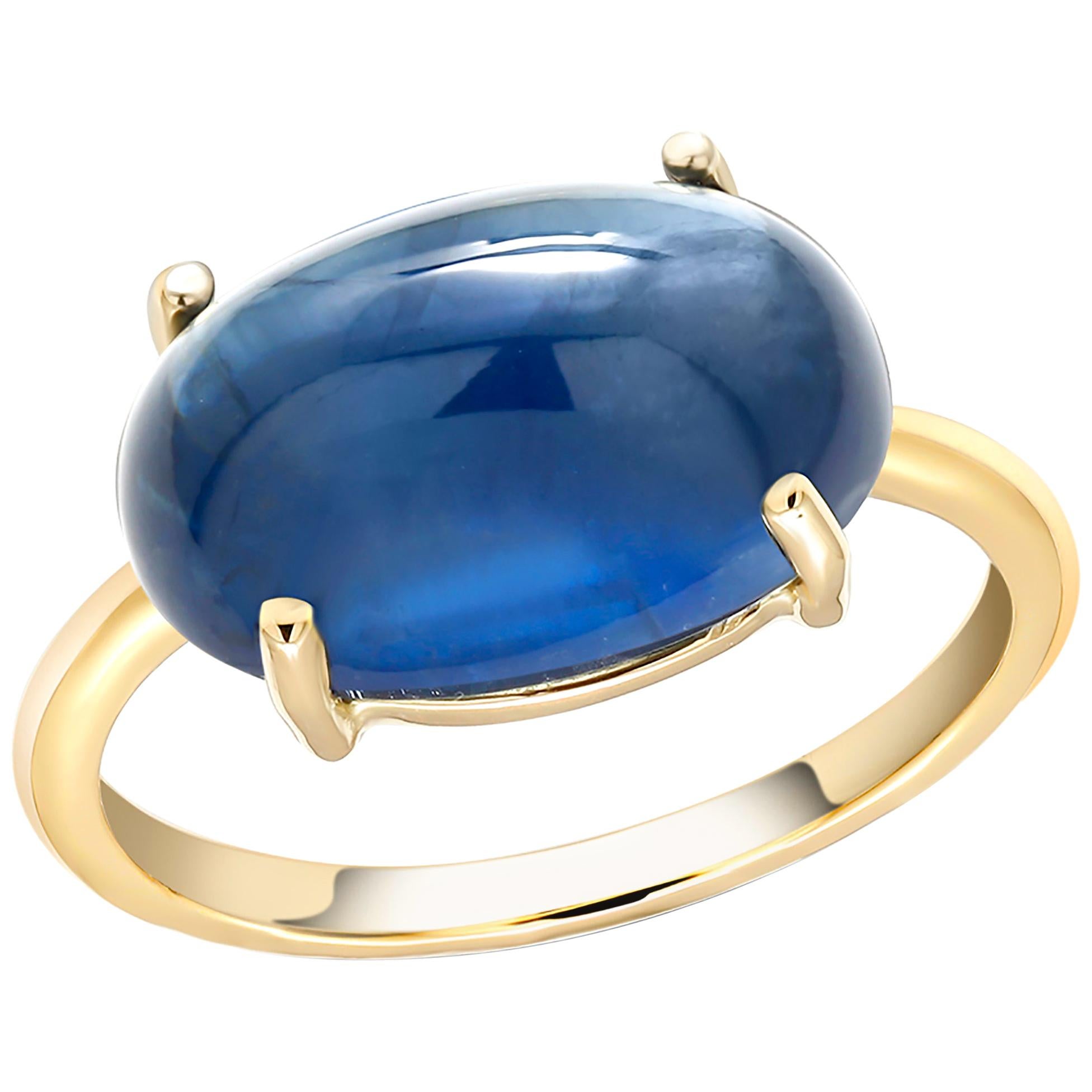 Ceylon Cabochon Sapphire Yellow Gold Fashion 18 Karat Gold Ring