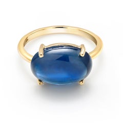 Ceylon Cabochon Sapphire Yellow Gold Fashion 18 Karat Gold Ring