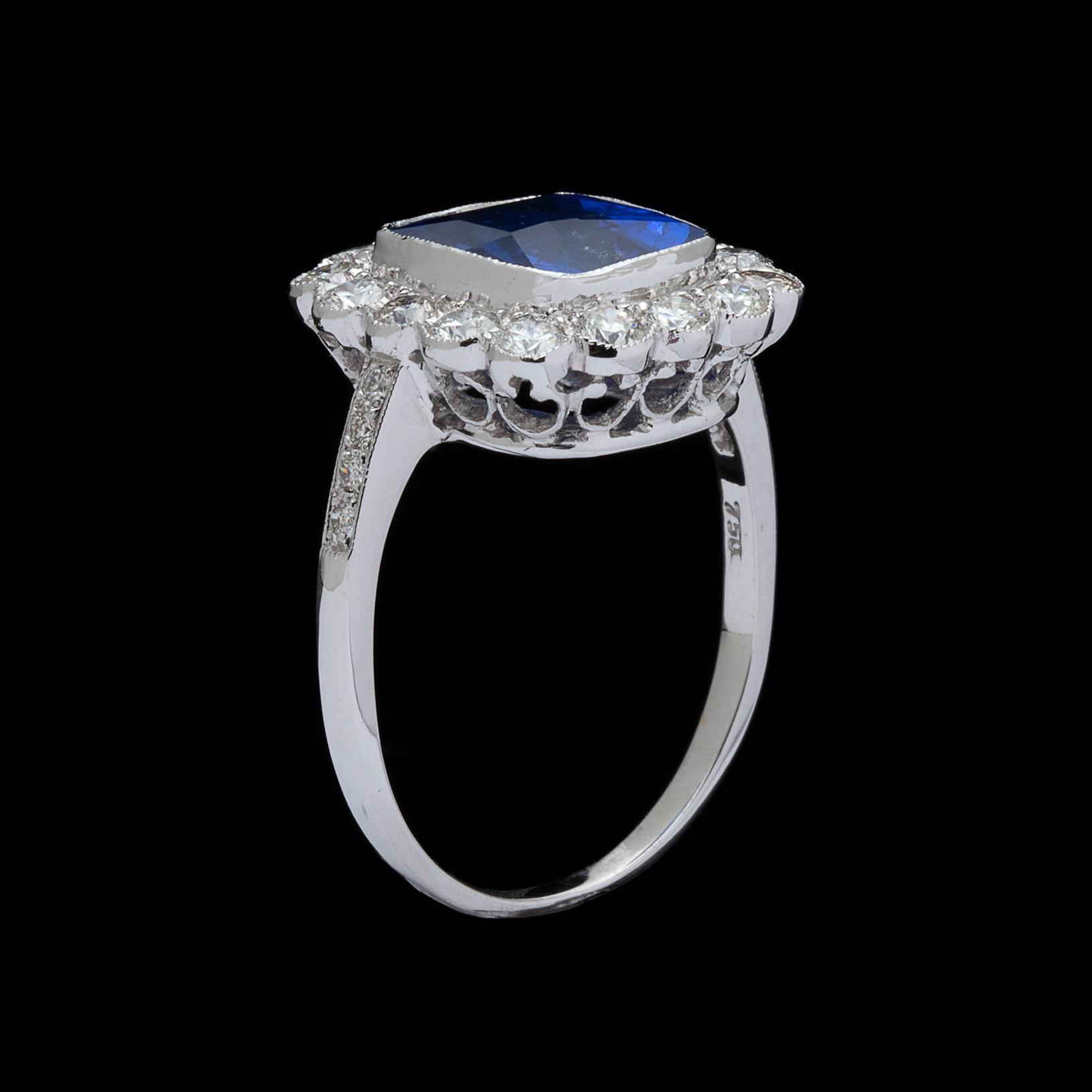 Women's Ceylon Cushion Sapphire and Diamond Ring