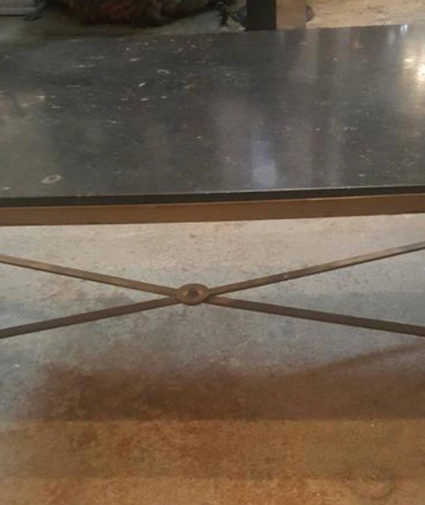 Ceylon Et Cie Sourced 1940s French Granite and Brass Cocktail Table For Sale 1
