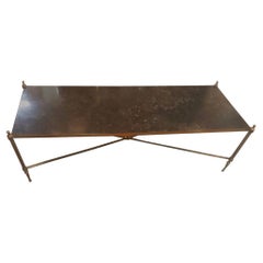 Vintage Ceylon Et Cie Sourced 1940s French Granite and Brass Cocktail Table