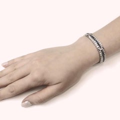 Ceylon French Square Cut Sapphires 14.38 Carat Diamond Platinum Link Bracelet