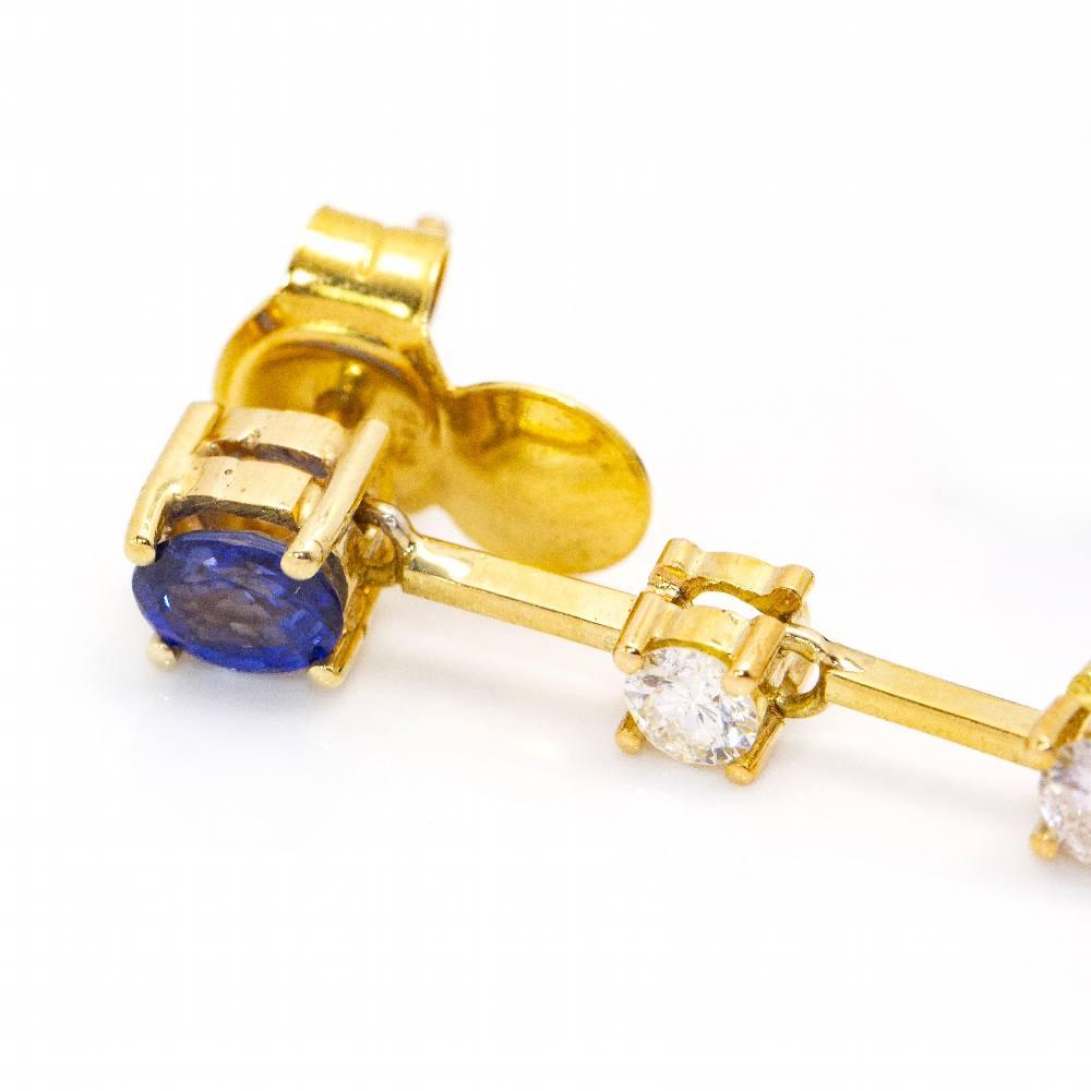 Ceylon Gold and Sapphire Earrings In New Condition For Sale In BARCELONA, ES