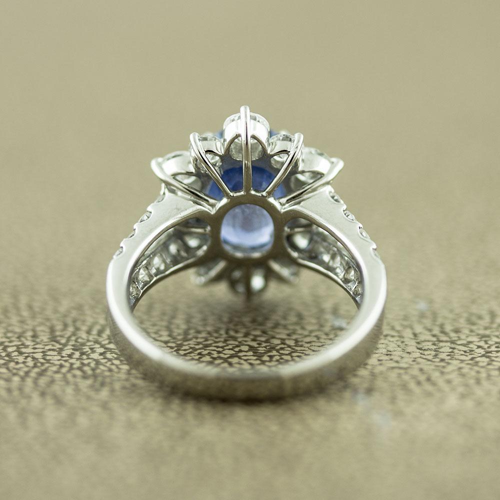 Women's Ceylon No-Heat Blue Sapphire Diamond Platinum Ring, GIA Certified