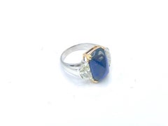 Ceylon No Heat Blue Sapphire and Diamond Three-Stone Ring