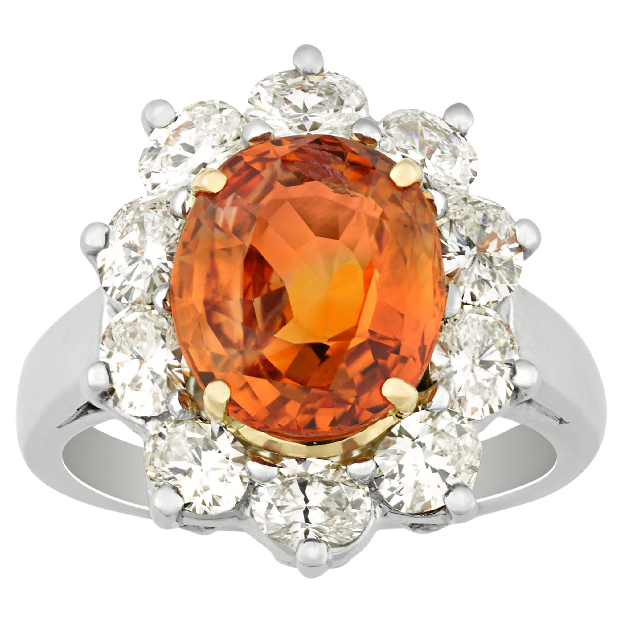 Ceylon Orange Sapphire Ring by Oscar Heyman, 4.38 Carats