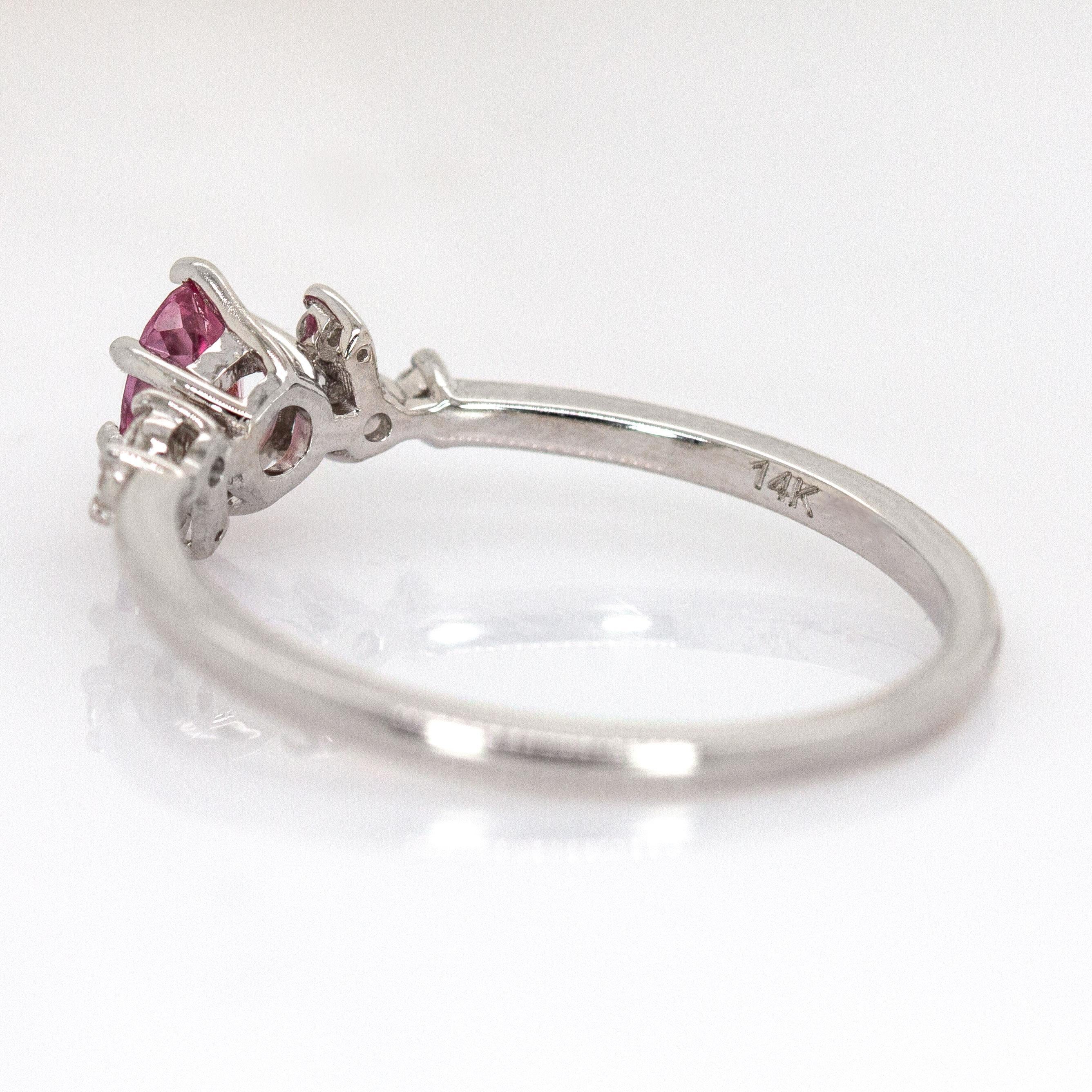 Ceylon Padparascha Saphir Ring mit Erde Mined Diamanten: 14K Weißgold im Angebot 1
