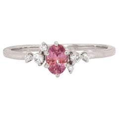 Ceylon Padparascha Saphir Ring mit Erde Mined Diamanten: 14K Weißgold