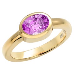 Ceylon Pink Sapphire 1.10 Carat Bezel 18 Karat Yellow Gold Domed Cocktail Ring