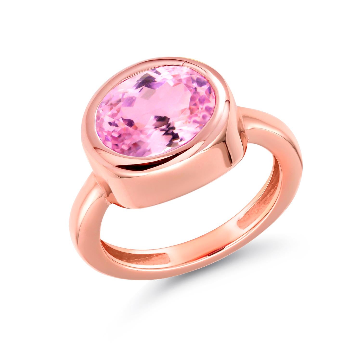 Oval Cut Ceylon Pink Sapphire 2.45 Carat  High Dome 18 Karat Rose Gold Cocktail Ring
